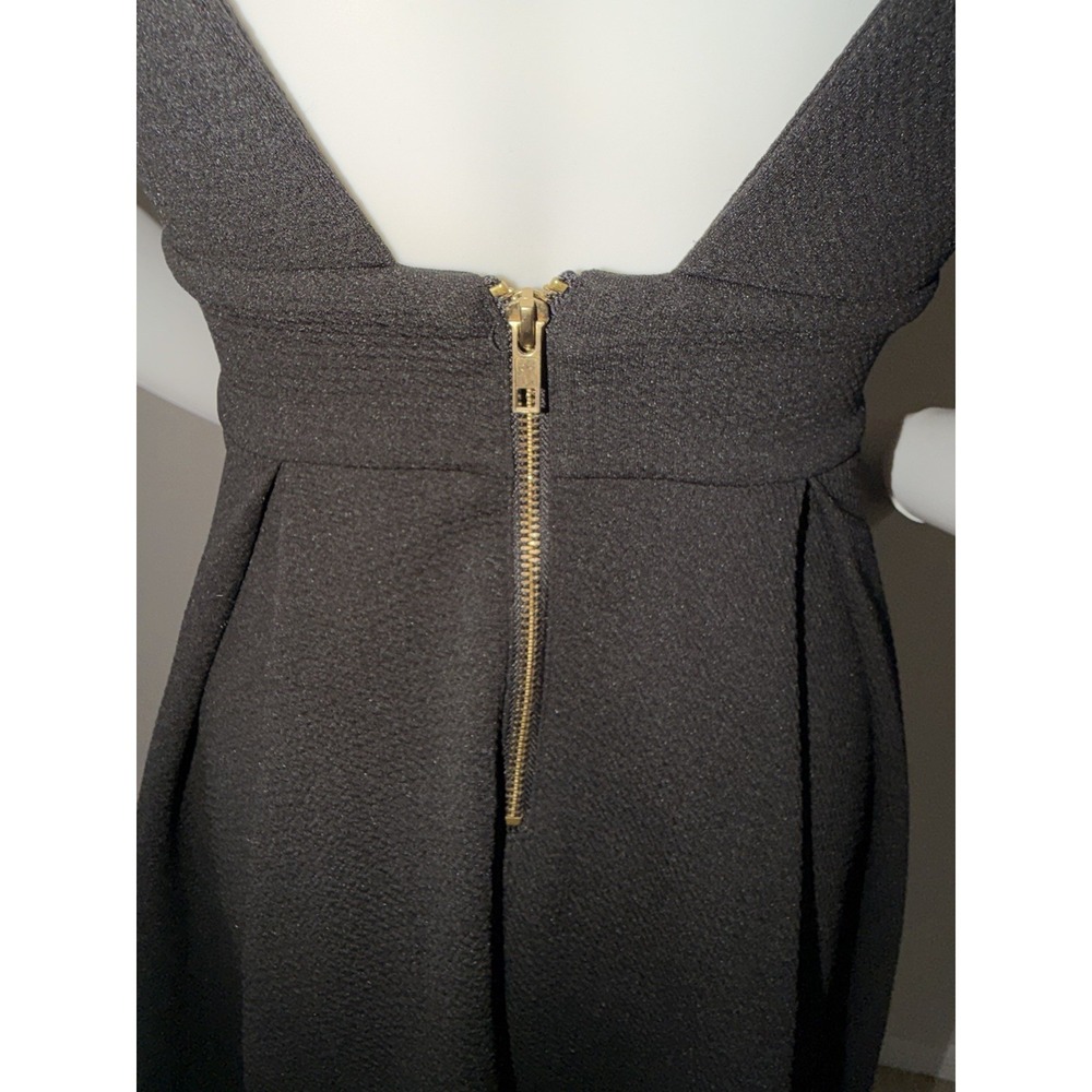 Haute Monde Black Knit Fit & Flare Mini Sleeveless V-Neck Pleated Zip Dress S - Picture 9 of 16